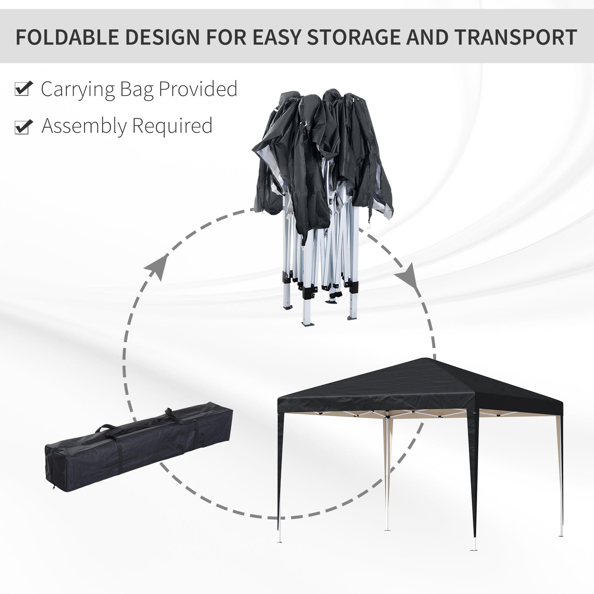 Outsunny 10 x 10ft Folding Pop Up Tent Outdoor Gazebo Canopy with Carrying Bag, Black 