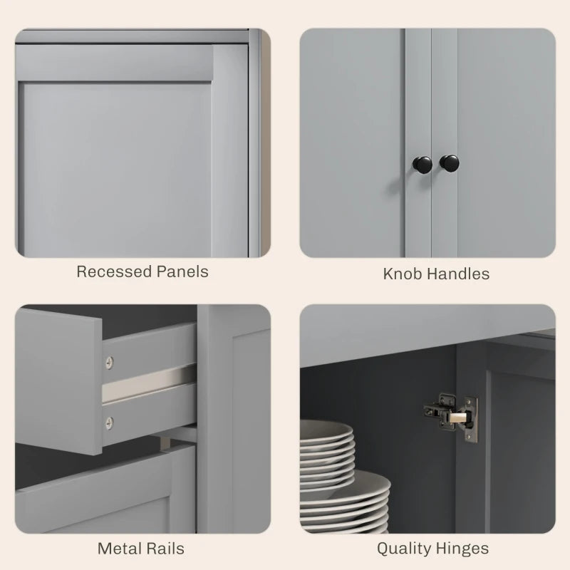 Modern Sideboard, Buffet Cabinet with Storage Drawers, Adjustable Shelves for Living Room, Dining Room, Entryway, Grey