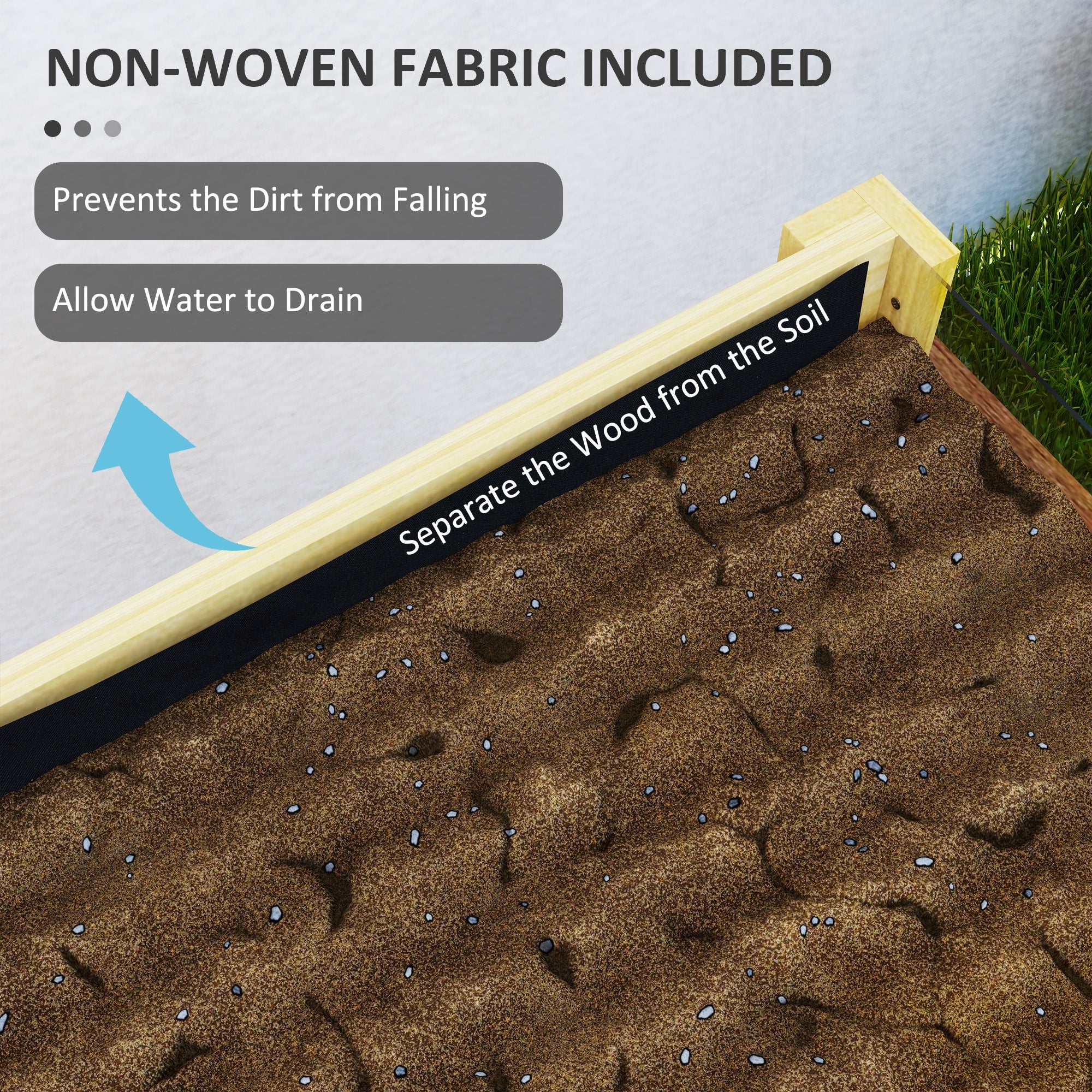 Outsunny Wooden Raised Garden Bed with Acrylic Panels, Raised Planter Box with Drainage Holes, 29.5" x 18.1" x 23.8" 