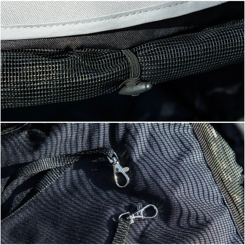 Foldable Dog Stroller, Lightweight Dog Pram w/ Shoulder Strap, Storage Bag, Cup Holder, Light Grey