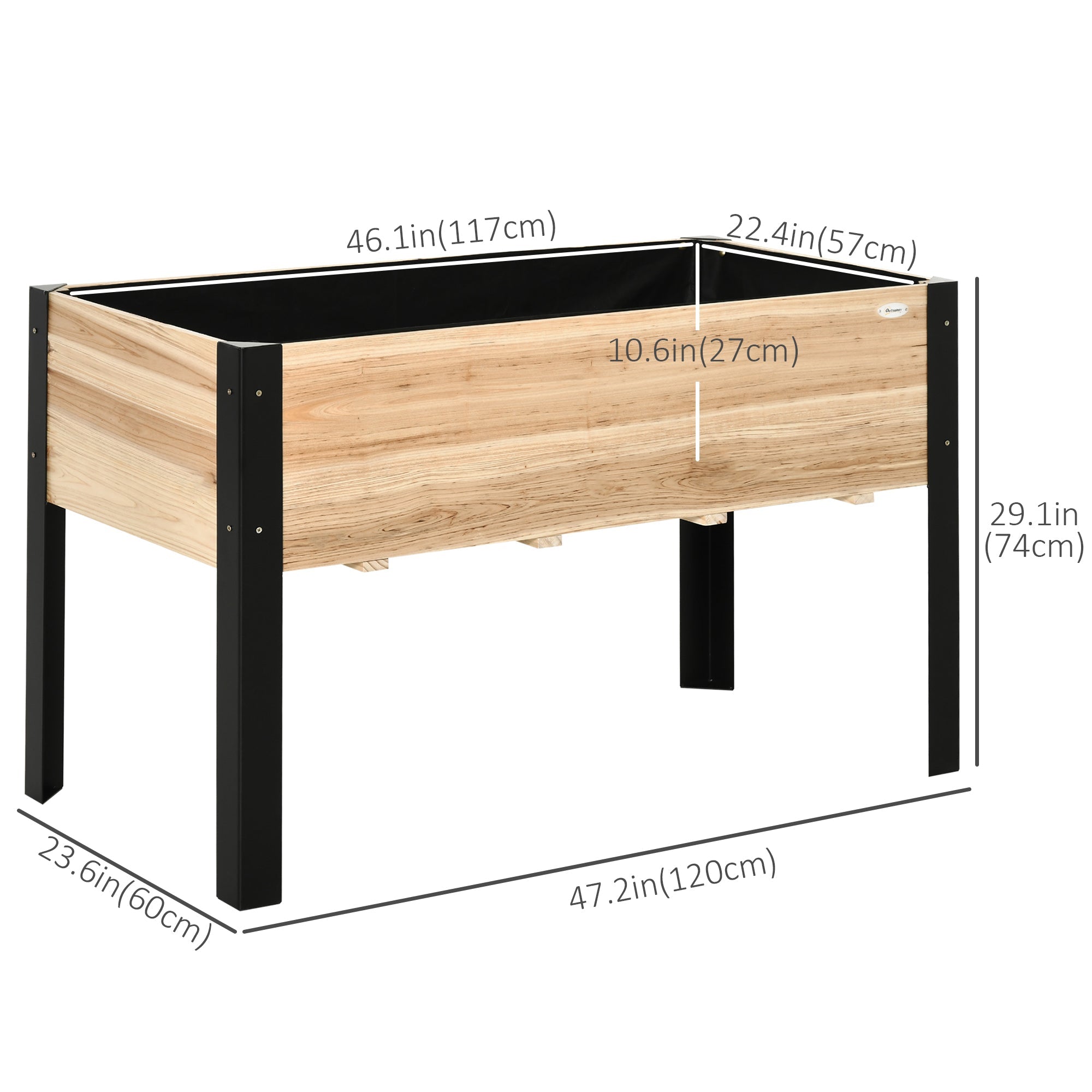 Outsunny Raised Garden Bed 47''x24''x29'' Metal Frame Elevated Planter Box for Vegetables Herbs Flowers Backyard Patio 