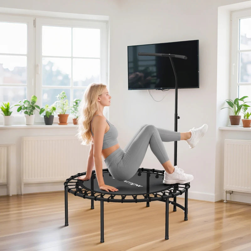 Soozier 40" Foldable Mini Rebounder Trampoline with Adjustable Handle, Quiet Indoor Fitness Trampoline for Adults & Teens – Black