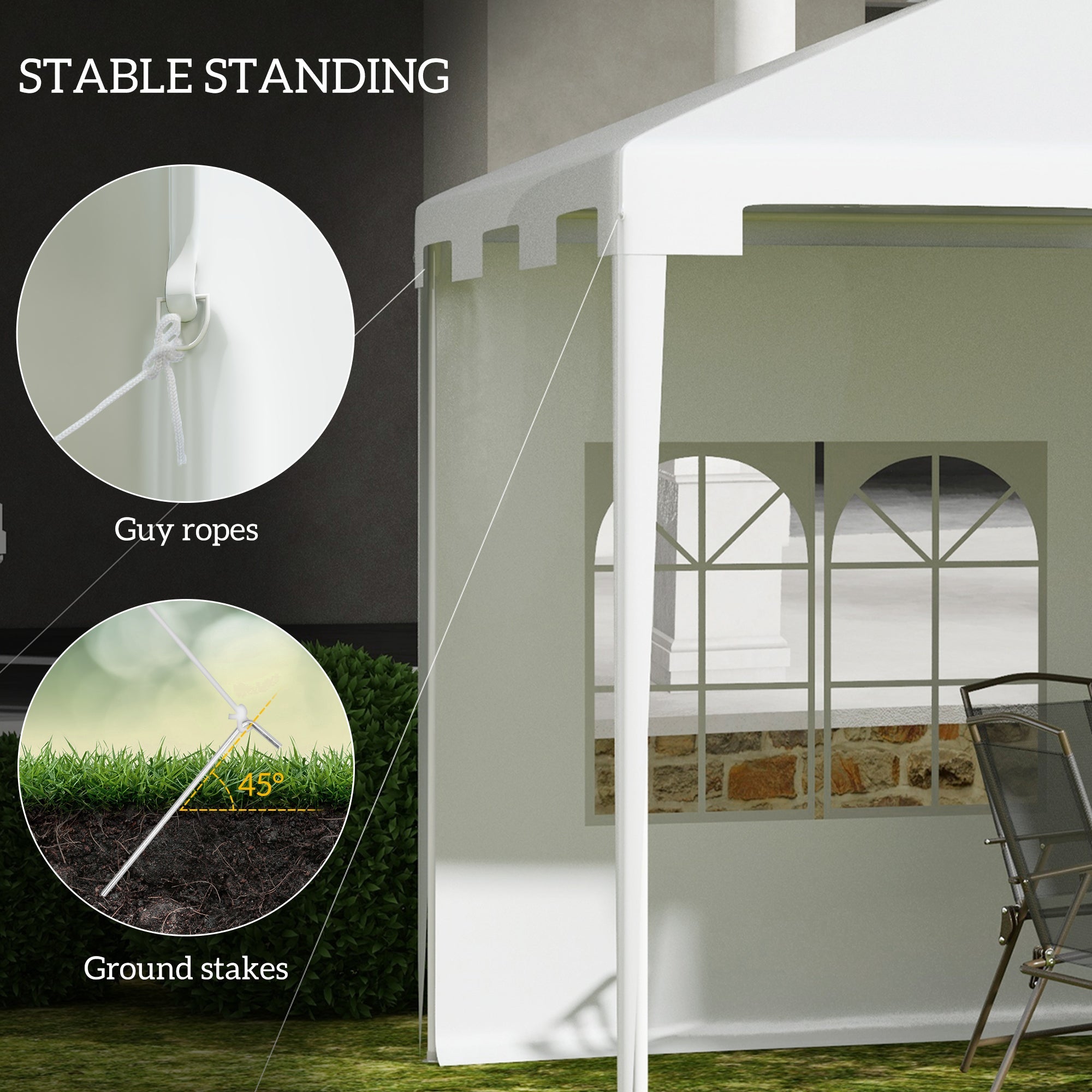 Outsunny 10x13ft Gazebo Party Tent Outdoor Canopy Garden Sun Shade w/Mesh Sidewalls, White 