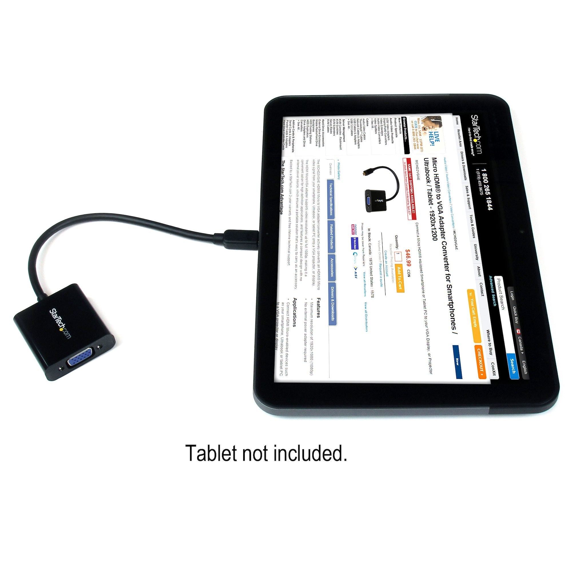 Micro HDMI to VGA Adapter Converter for Smartphones / Ultrabook / Tablet - 1920x1080 