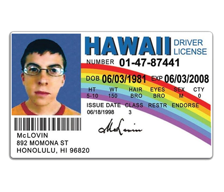 McLovin Plastic Drivers License ID Card 