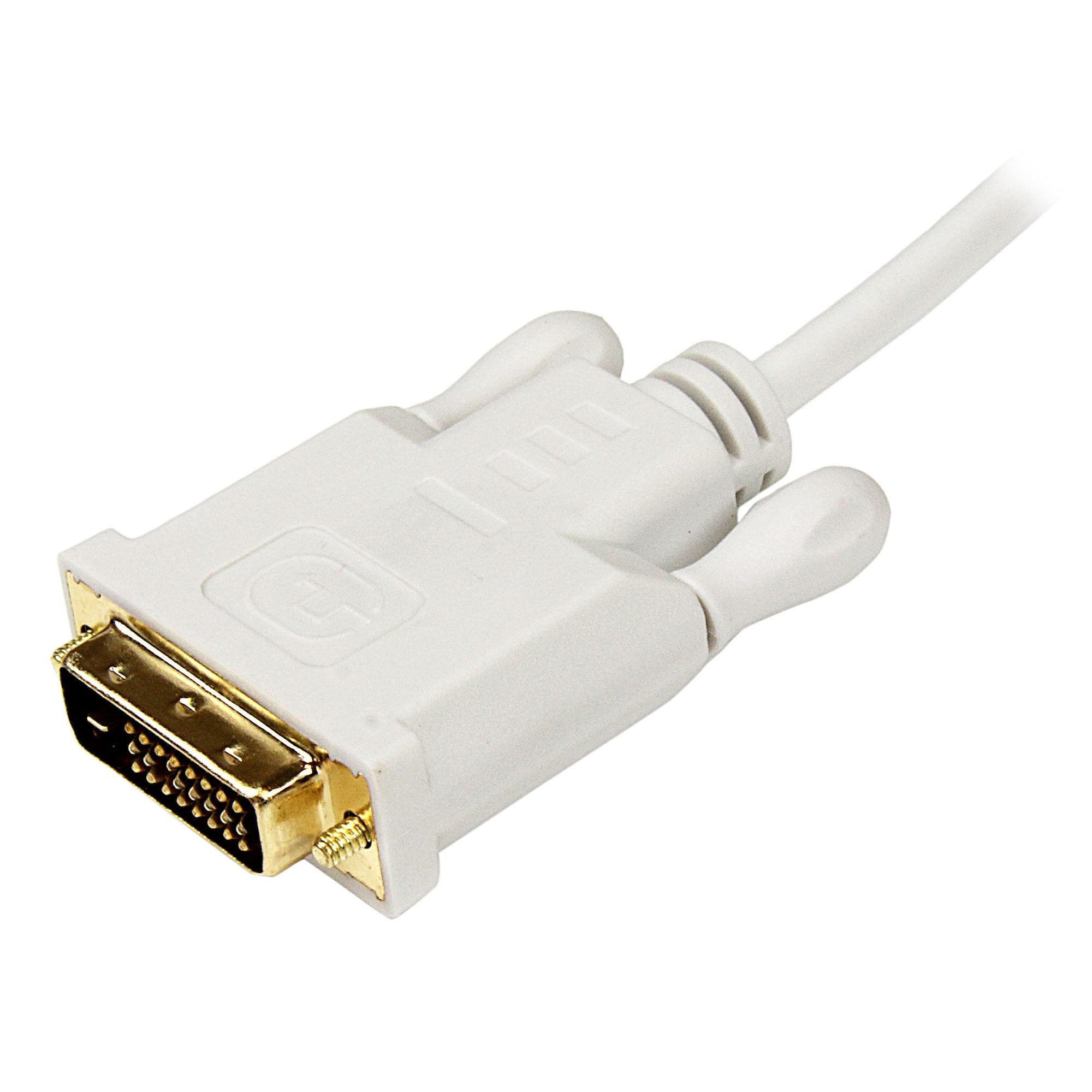 Mini DisplayPort to DVI Adapter Converter Cable – Mini DP to DVI 1920x1200 - White 