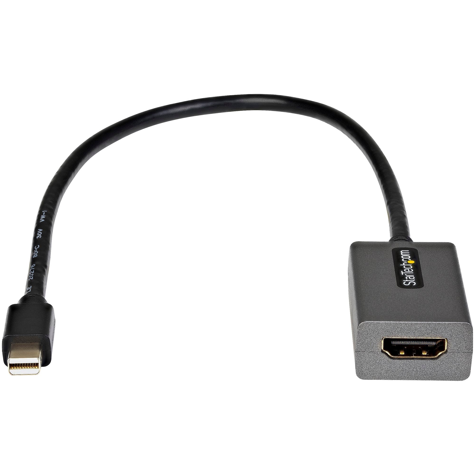 Mini DisplayPort to HDMI Adapter - mDP to HDMI Adapter Dongle - 1080p - Mini DisplayPort 1.2 to HDMI Monitor/Display - Mini DP to HDMI Video Converter - 12" Long Attached Cable - Upgraded Version of MDP2HDMI 