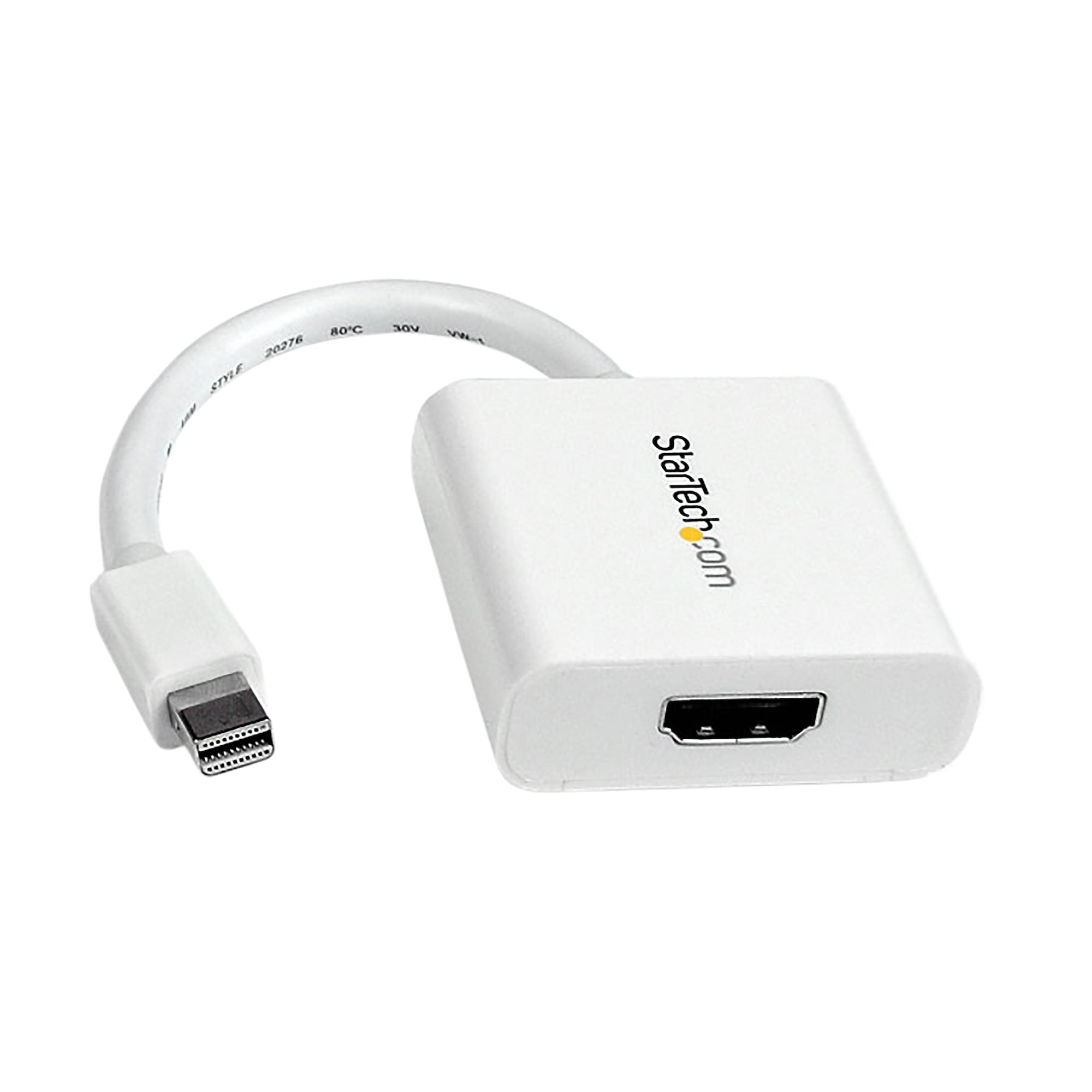 Mini DisplayPort to HDMI Adapter - mDP to HDMI Video Converter - 1080p - Mini DP or Thunderbolt 1/2 Mac/PC to HDMI Monitor/Display/TV - Passive mDP 1.2 to HDMI Dongle - White 