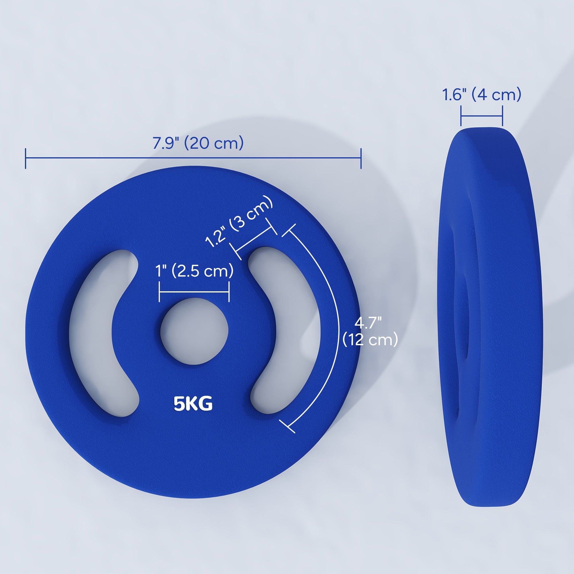 Soozier 2 x 11lbs Standard Weight Plates with Easy-Grip Handles, 1" Holes, for Home, Gym, Weight Lifting and Strength Training 