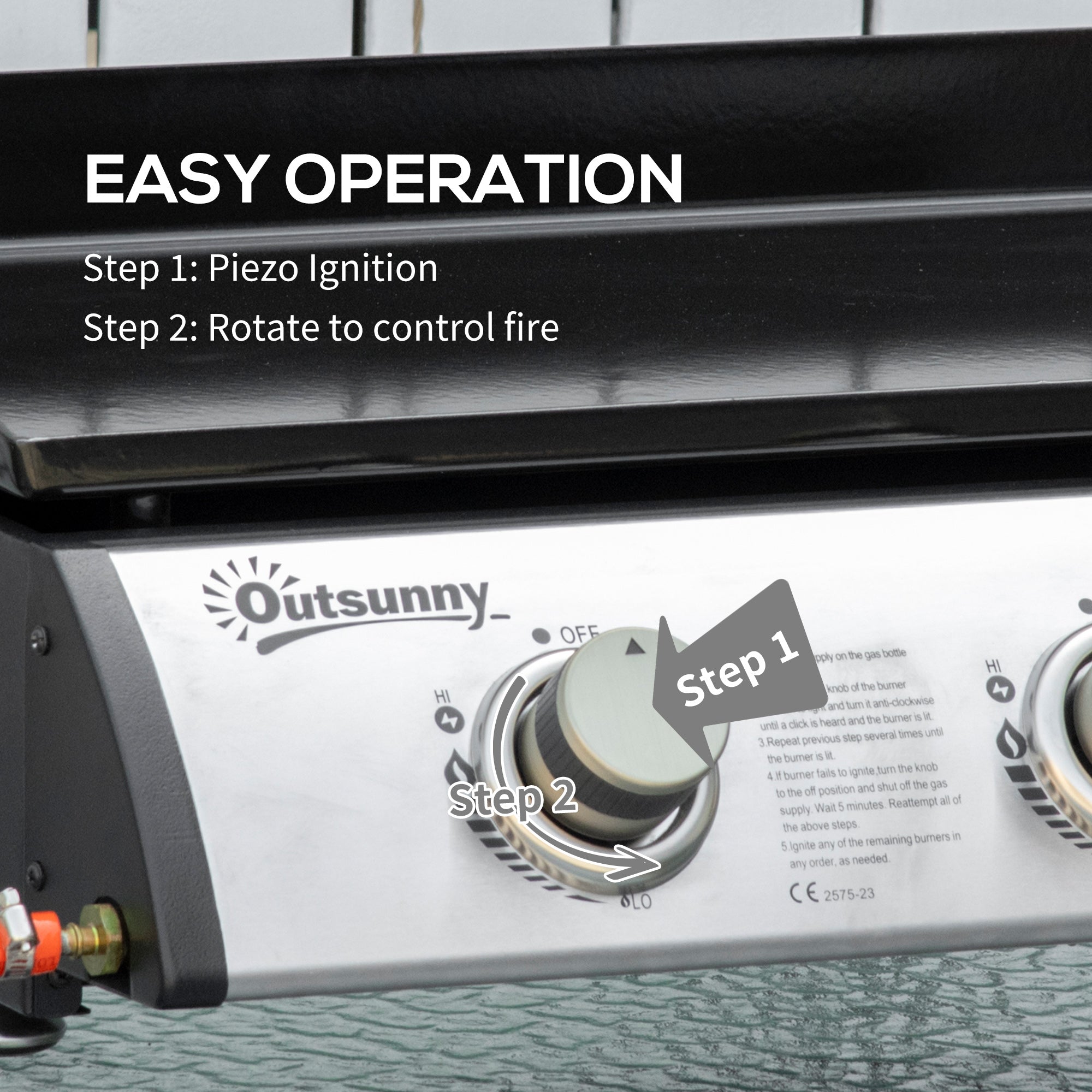 Outsunny 3 Burner Liquefied Gas Grill, Portable Tabletop BBQ Grill, for Camping, Picnic, Silver 