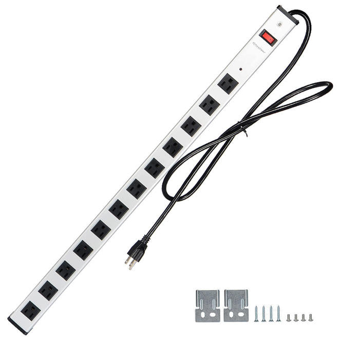 12-Outlet Surge Protector Power Strip with 5 ft Cord, 1200 Joules, 125V/15A