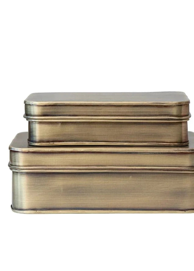 Metal Brass Boxes, Set of 2 