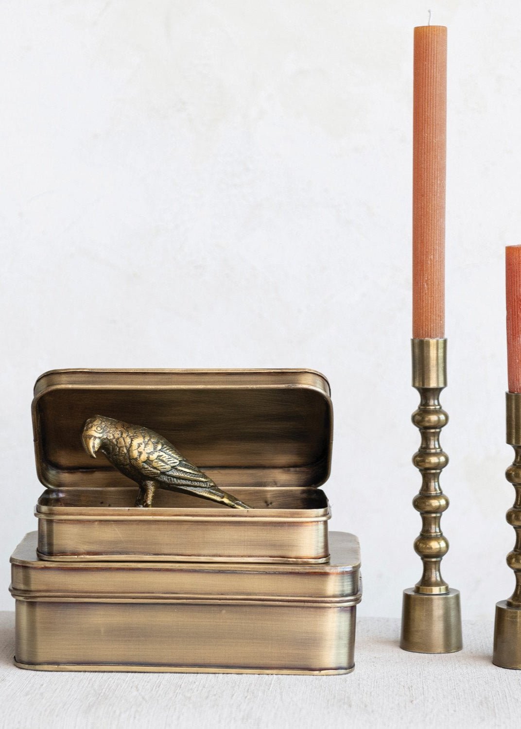 Metal Brass Boxes, Set of 2 