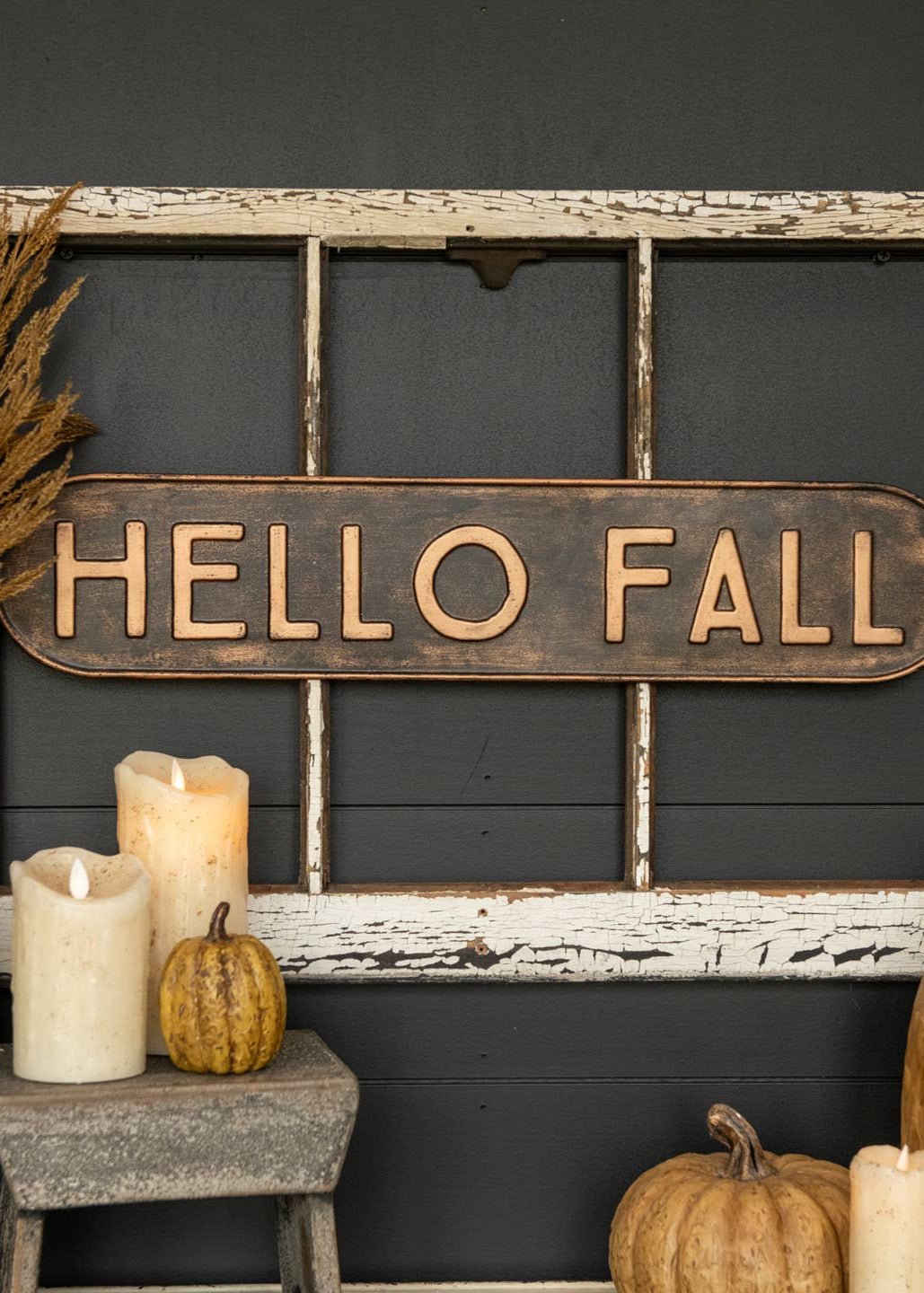 Metal Hello Fall Sign 