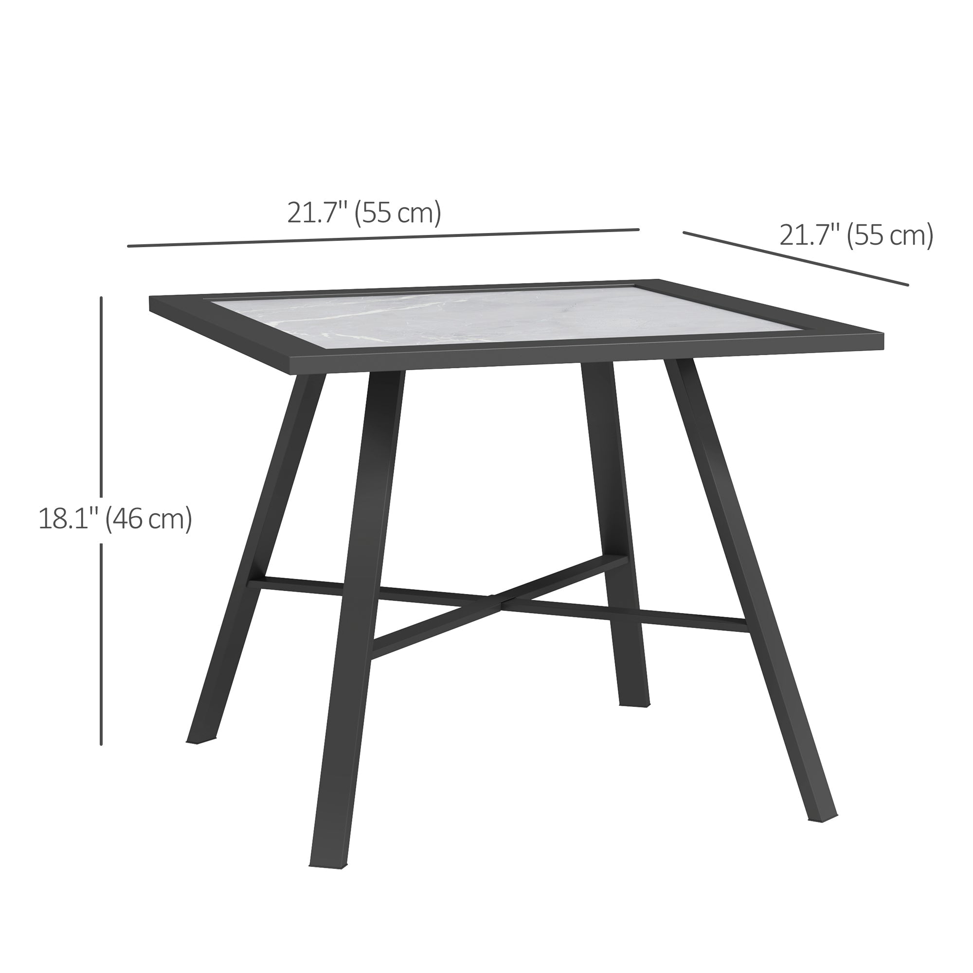 Outsunny Small Outdoor Side Table, Patio Side Table with SPC Tabletop for Garden, Patio, Lawn, Grey 