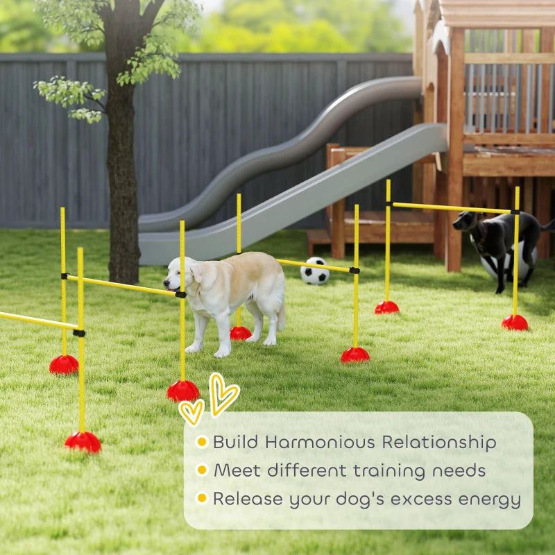 Dog Agility Training Equipment, 4 PCS Obstacle Course with Height Adjustable Jump Hurdle and Bag, Yellow