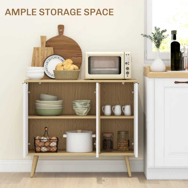 Modern Sideboard and Buffet, Dining Room Cabinet with Adjustable Shelves for Kitchen, Living Room, Natural
