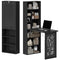 Fold-out Convertible Office Desk, Wall Mount Computer Desk with Blackboard and Side Shelf, Black