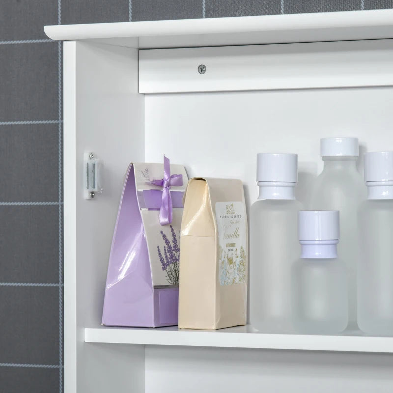 Bathroom Mirror Cabinet, Wall Mounted Medicine Cabinet with Door and Shelves, White