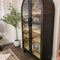 Arch Cabinet | Black Finish, 5 Shelves, Tempered Glass Doors, Soft-Close