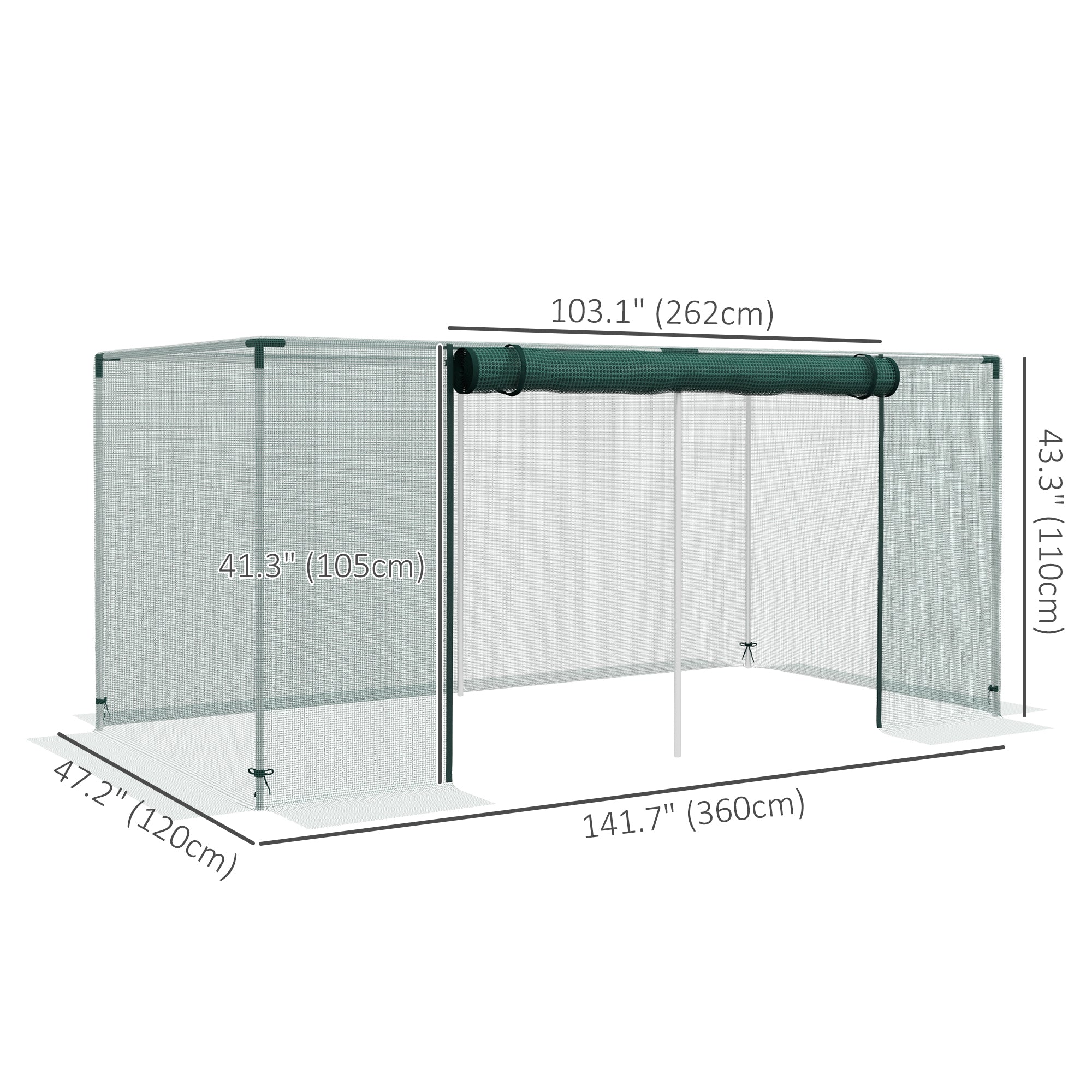 Outsunny Plant Protection Tent Galvanized Steel Crop Cage with Zippered Door 8'x4' Green for Outdoor Gardening 