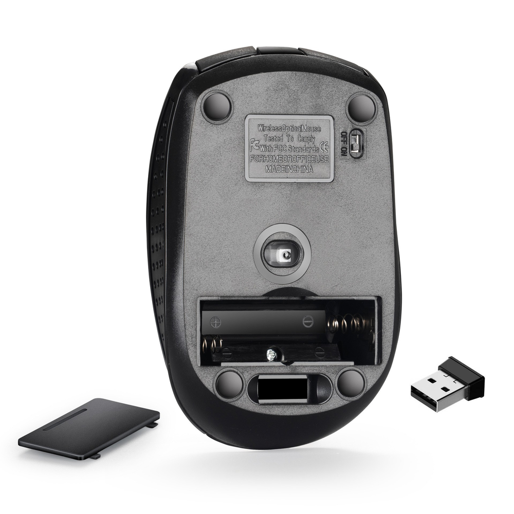 Souris sans fil 2,4 GHz avec récepteur 1600 DPI - Noir