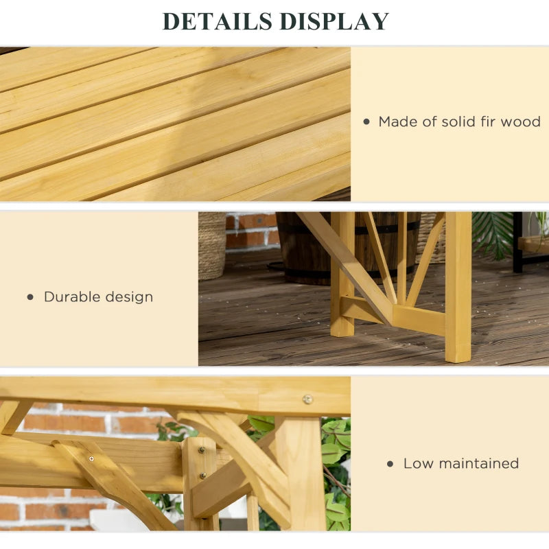 Patio Wooden Bench, Outdoor Bench for Vines/Climbing Plants, Light Brown