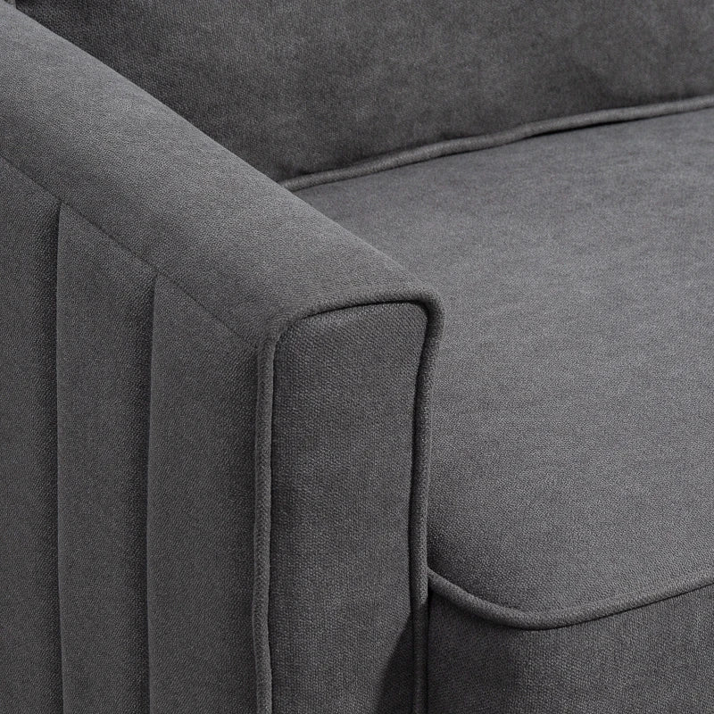 Loveseat Sofa, Linen 2 Seater Sofa Couch with Thick Padded Seat & Backrest for Living Room, Home Office, Dark Grey