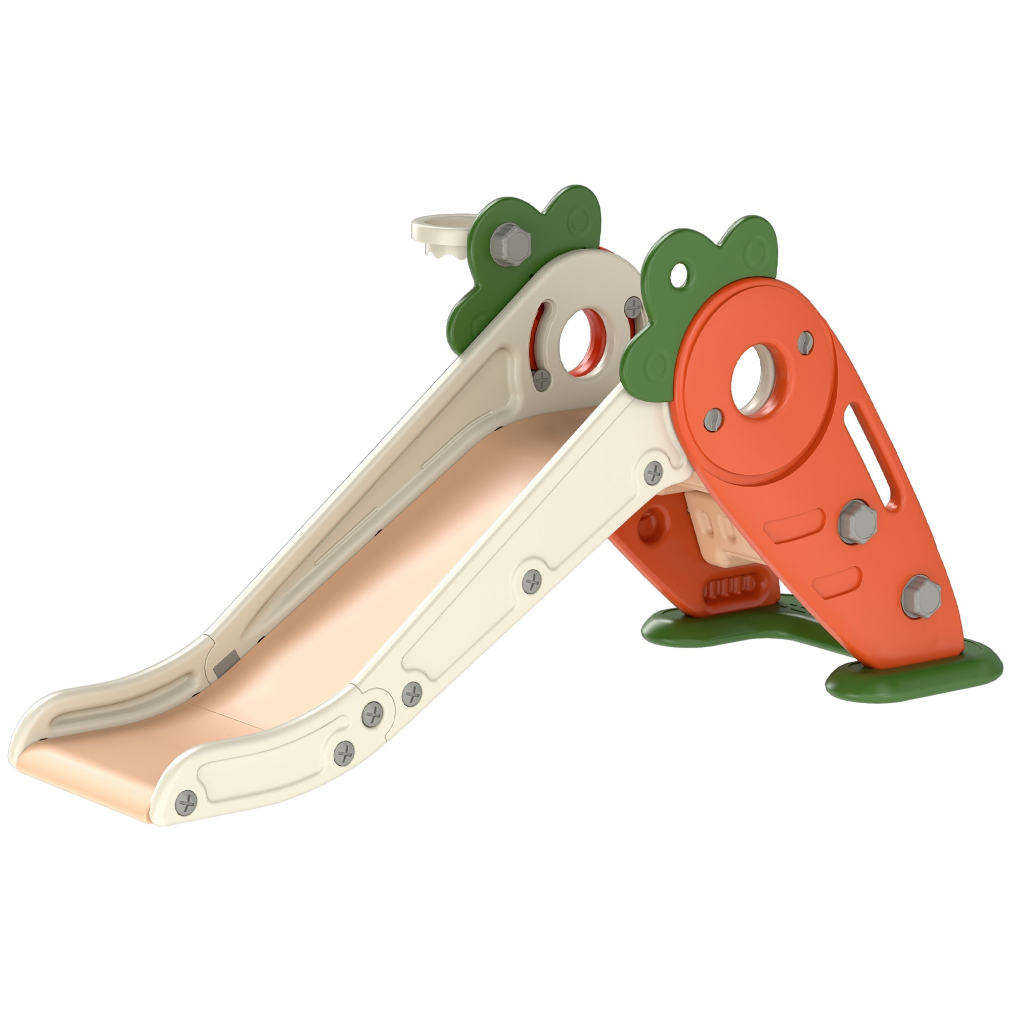 Qaba 3 in 1 Foldable Toddler Slide with Basketball Hoop, Climber, for 1-3 Years Old, Orange 