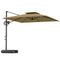 Square Cantilever Patio Umbrella, Double Top Patio Hanging Offset Umbrella with Crank & Tilt, 8' x 9', khaki