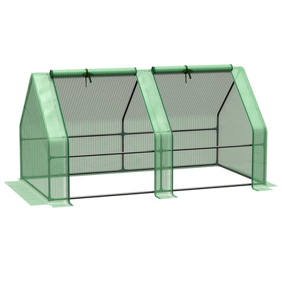 Outsunny Portable Tunnel Grow Pod: 6' x 3' x 3' with Zipper Doors UV PE Cover Outdoor Garden, Green 