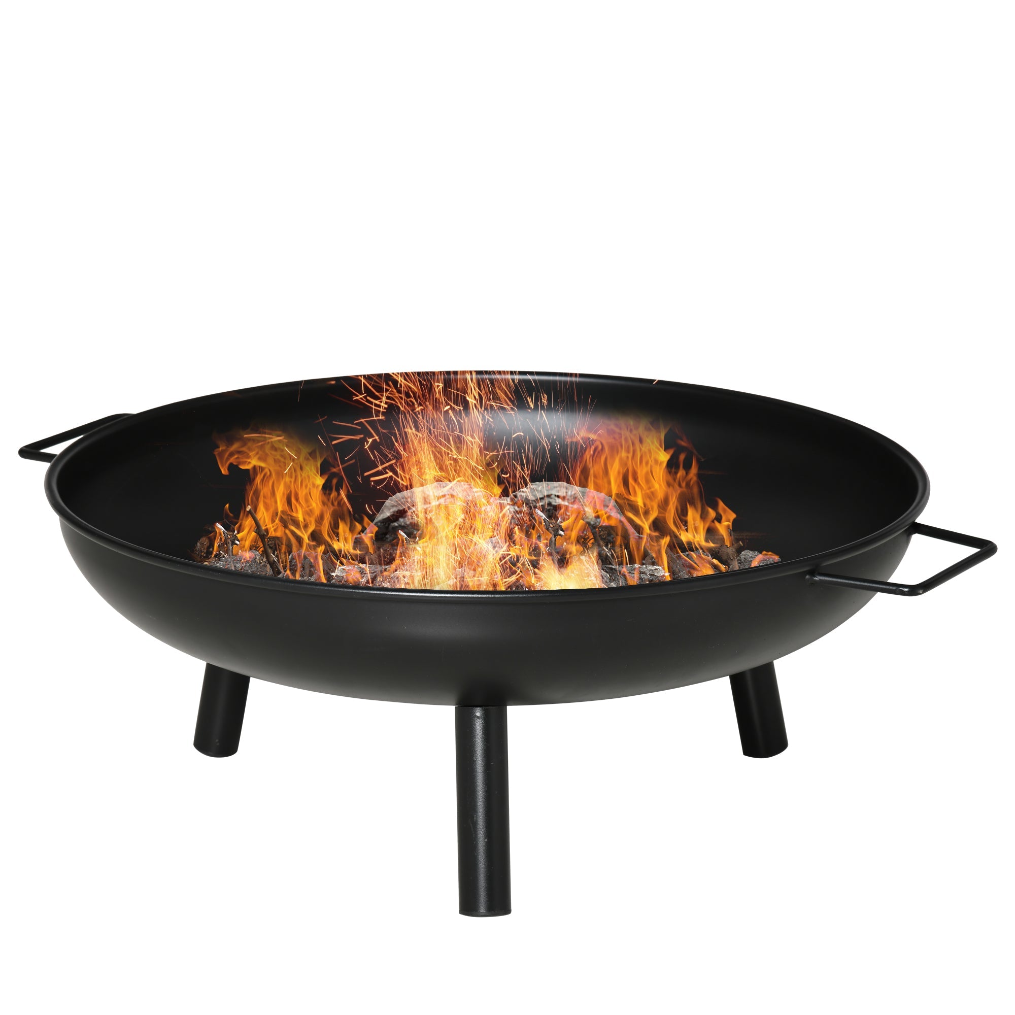 Outsunny 23" Round Outdoor Fire Pit, Portable Firepit Fireplace with Support Legs for Garden, Patio, Camping, Bonfire, Black 