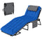Folding Lounge Chair with 4-level Reclining Back & Cushion, Blue