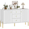 Buffet Cabinet, Modern Sideboard with 3 Soft-Close Drawers and 2 Adjustable Shelves for Living Room, Kitchen, White