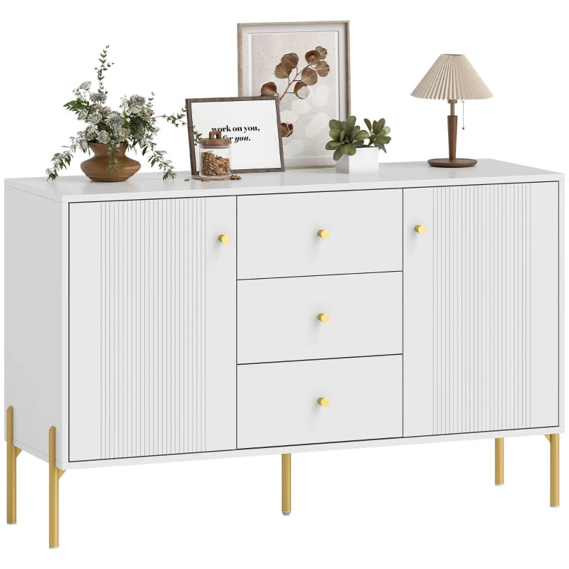 Buffet Cabinet, Modern Sideboard with 3 Soft-Close Drawers and 2 Adjustable Shelves for Living Room, Kitchen, White