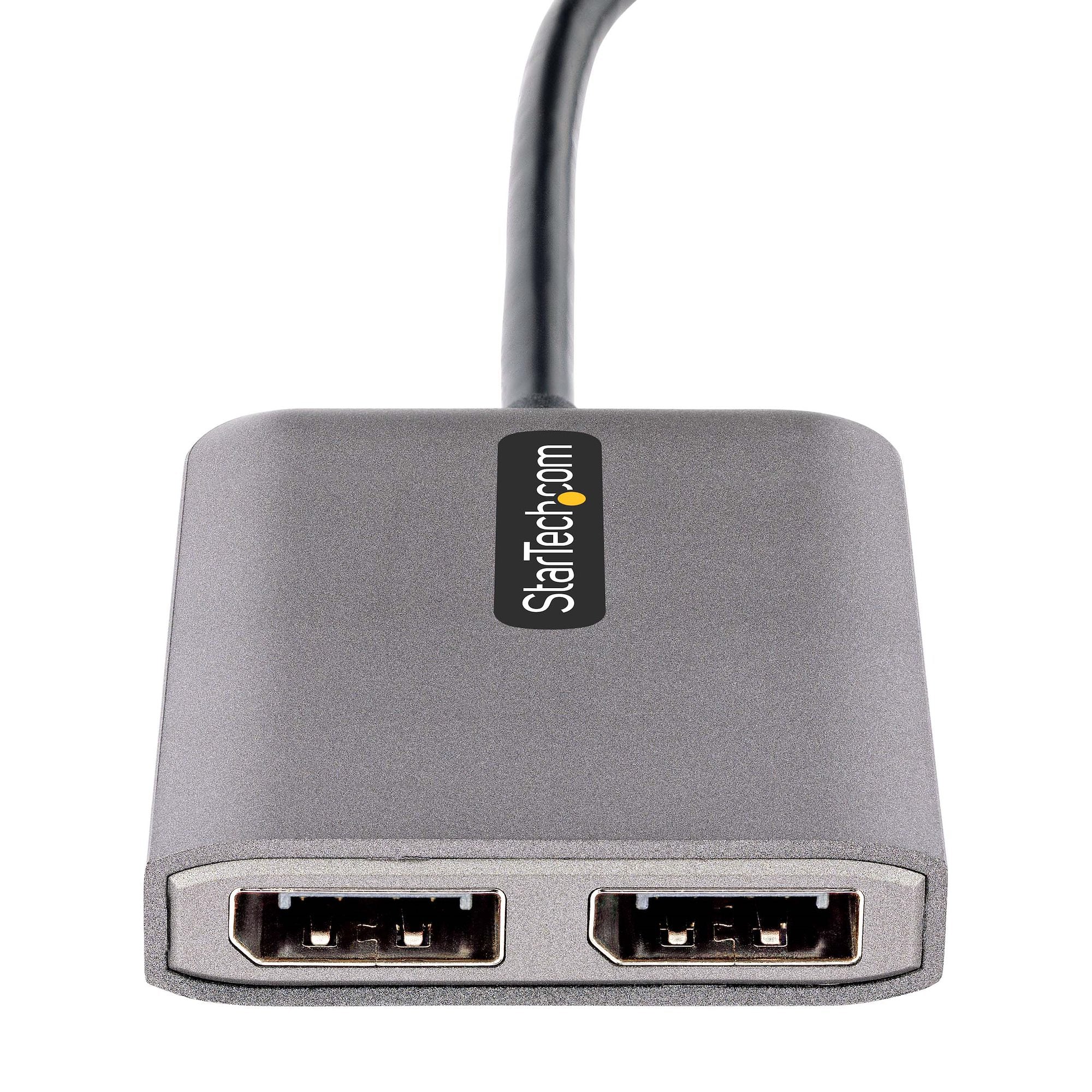 USB-C to Dual DisplayPort 1.4 Adapter, USB Type-C Multi-Monitor MST Hub, Dual 5K 60Hz DP Laptop Display Extender / Splitter, HDR, Extra-Long Built-In Cable - Windows Only 