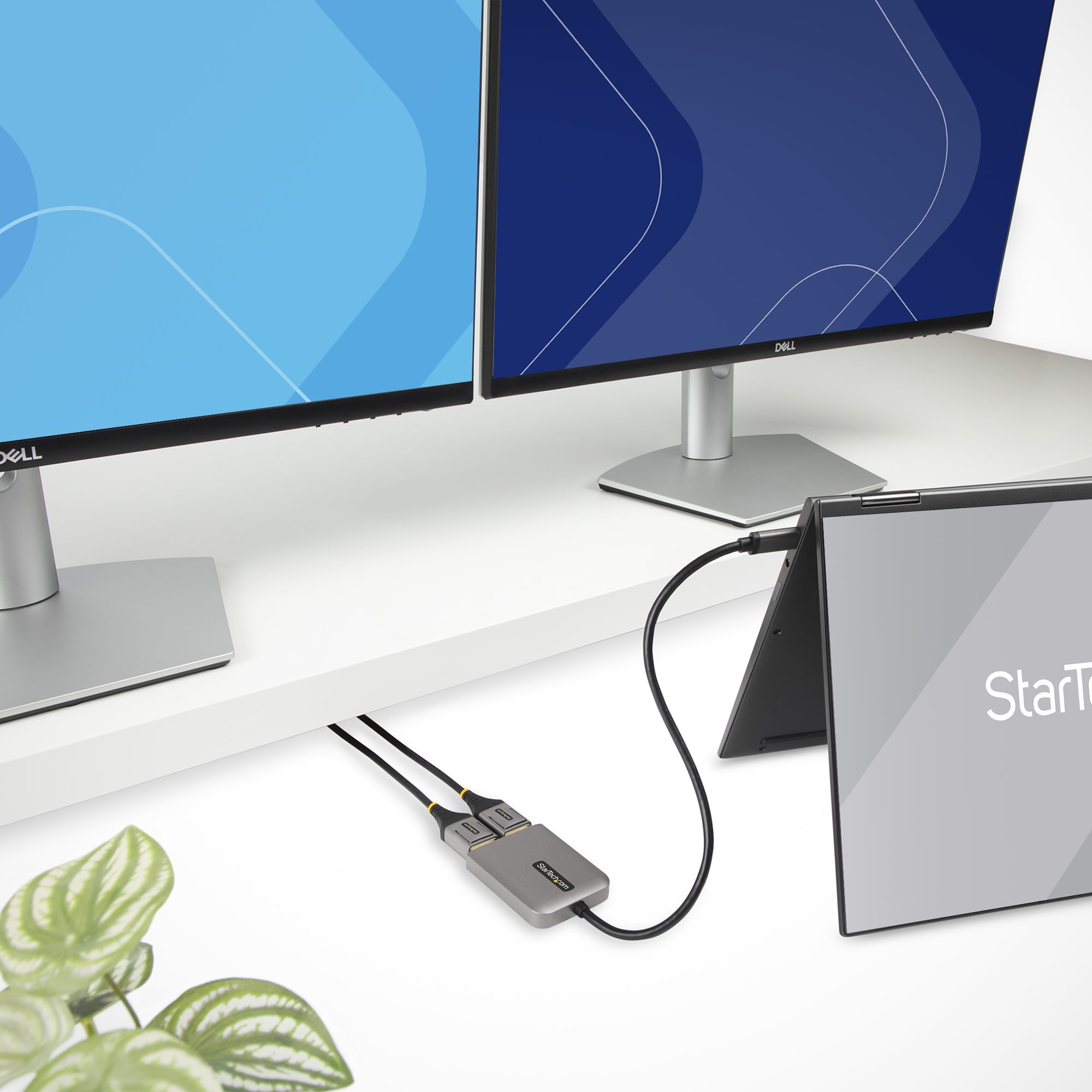 USB-C to Dual DisplayPort 1.4 Adapter, USB Type-C Multi-Monitor MST Hub, Dual 5K 60Hz DP Laptop Display Extender / Splitter, HDR, Extra-Long Built-In Cable - Windows Only 