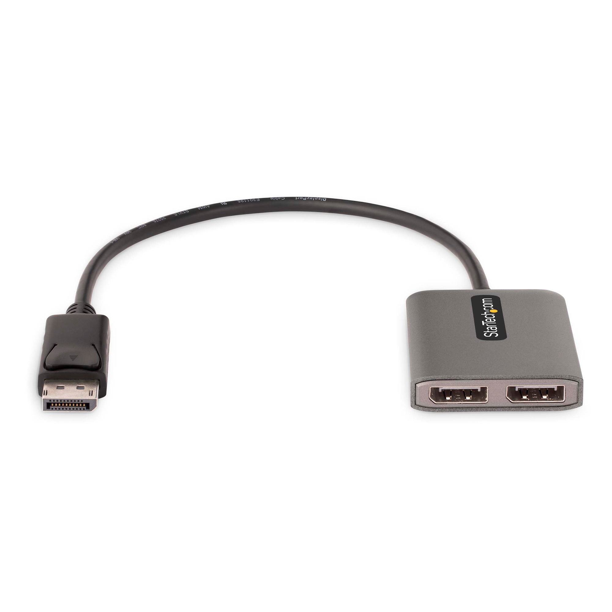 Dual-Monitor DisplayPort 1.4 Splitter, DisplayPort to 2x DP Multi-Monitor Adapter, Dual 5K 60Hz Computer MST Hub, Extra-Long Built-in Cable - Windows Only 