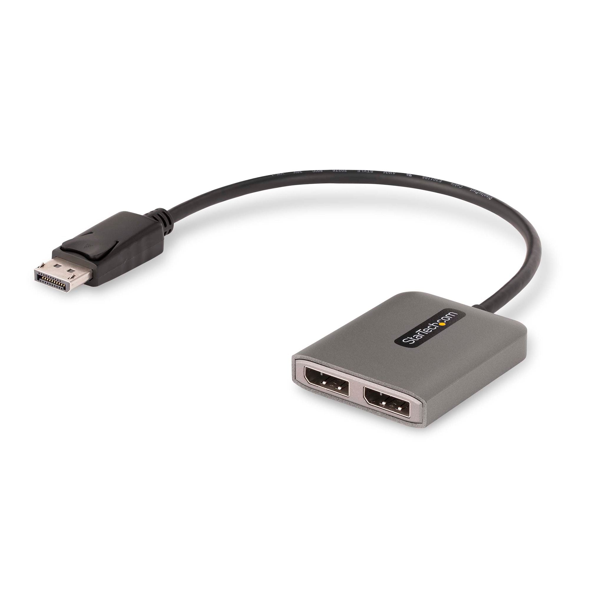 Dual-Monitor DisplayPort 1.4 Splitter, DisplayPort to 2x DP Multi-Monitor Adapter, Dual 5K 60Hz Computer MST Hub, Extra-Long Built-in Cable - Windows Only 
