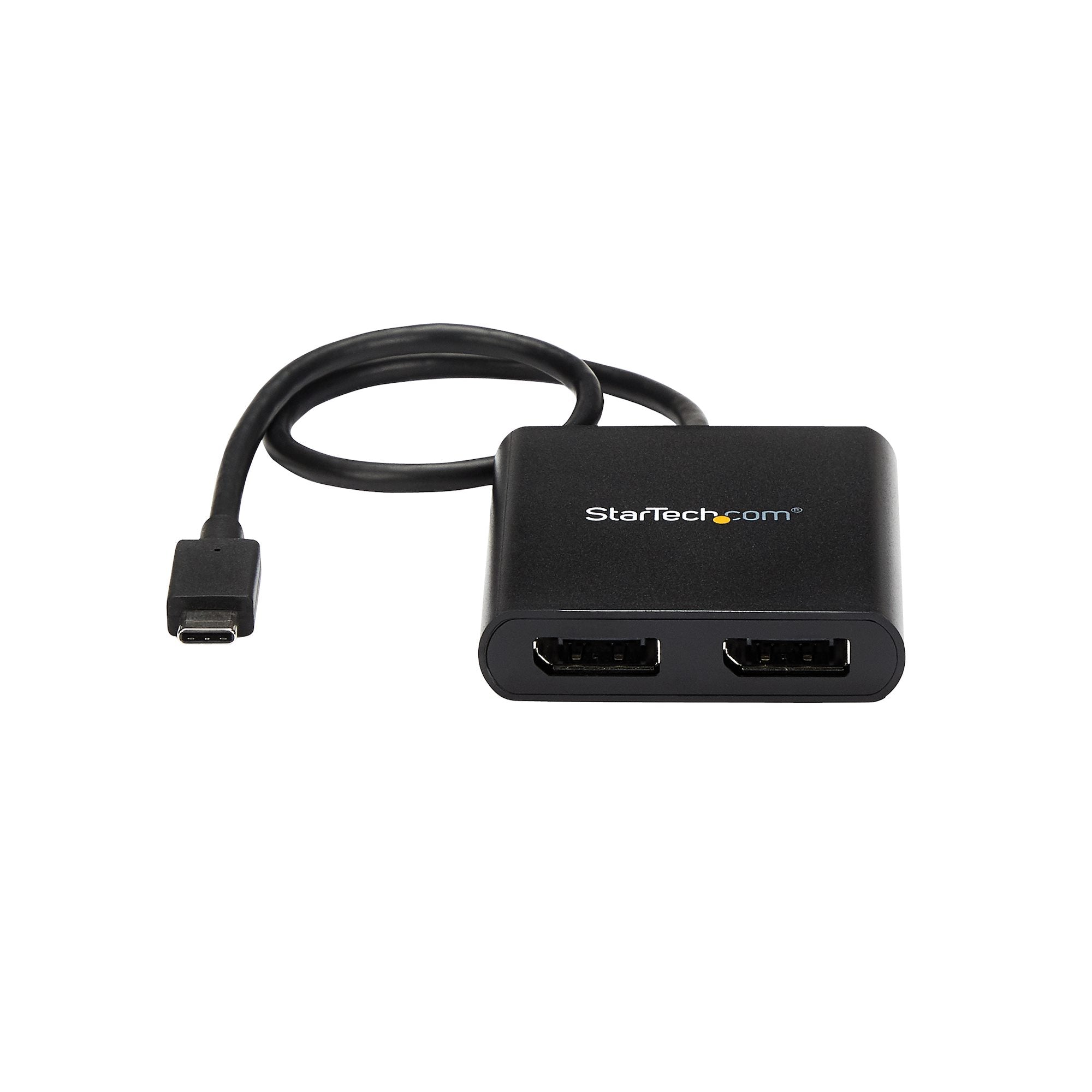 USB-C to Dual DisplayPort 1.2 Adapter, USB Type-C Multi-Monitor MST Hub, Dual 4K 30Hz/1080p 60Hz DP Laptop Display Extender / Splitter, Extra-Long Built-In Cable - Windows Only 