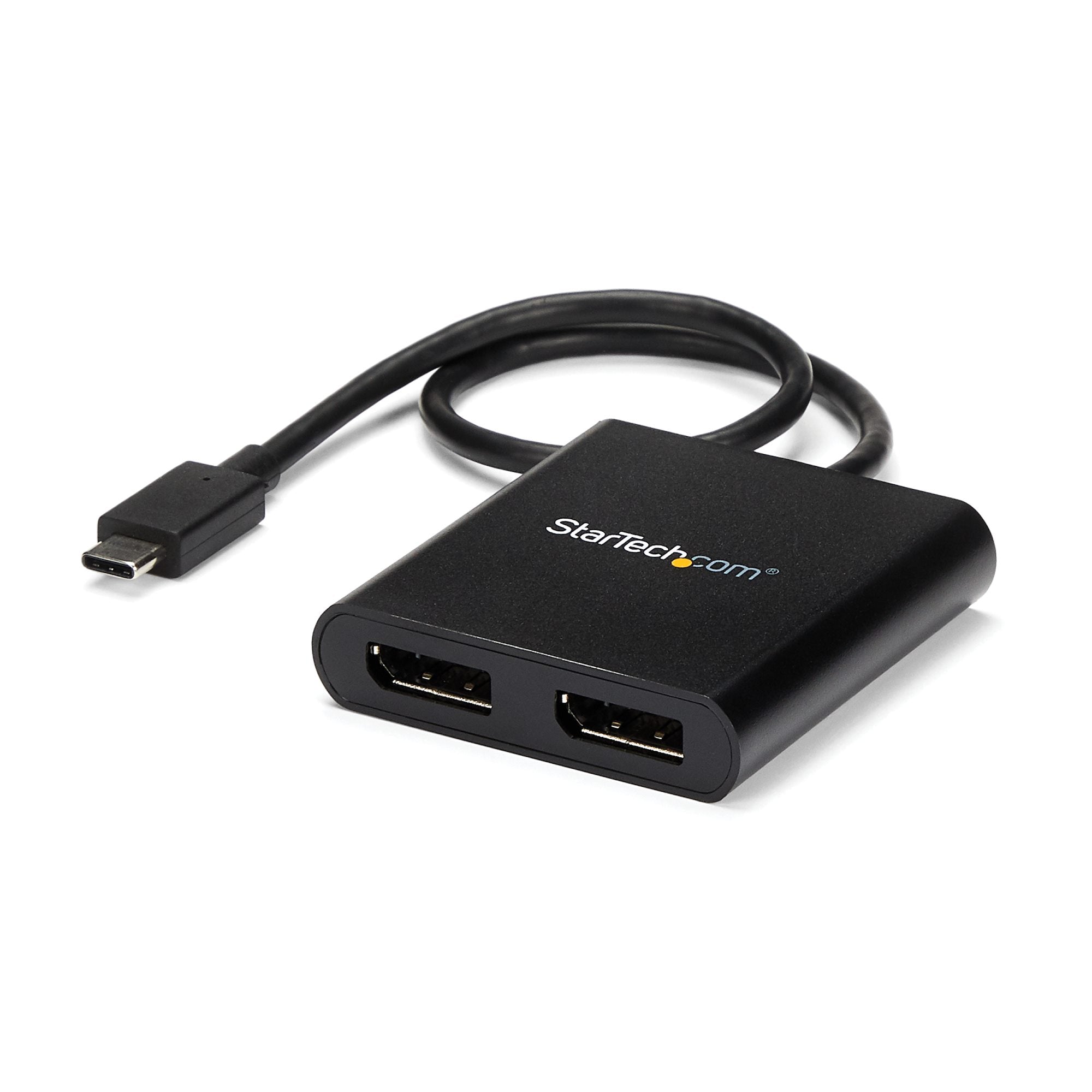 USB-C to Dual DisplayPort 1.2 Adapter, USB Type-C Multi-Monitor MST Hub, Dual 4K 30Hz/1080p 60Hz DP Laptop Display Extender / Splitter, Extra-Long Built-In Cable - Windows Only 