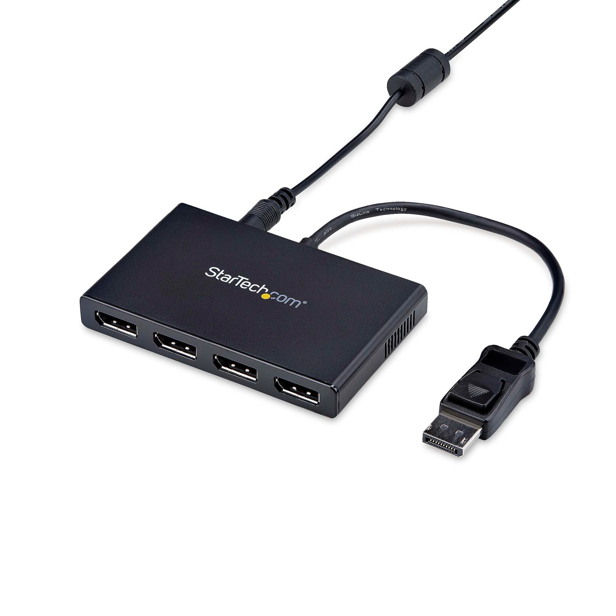 4-Port DisplayPort 1.2 Splitter, DisplayPort to 4x DP Multi-Monitor Adapter, Quad 1080p 60Hz Computer MST Hub - Windows Only, No Drivers 