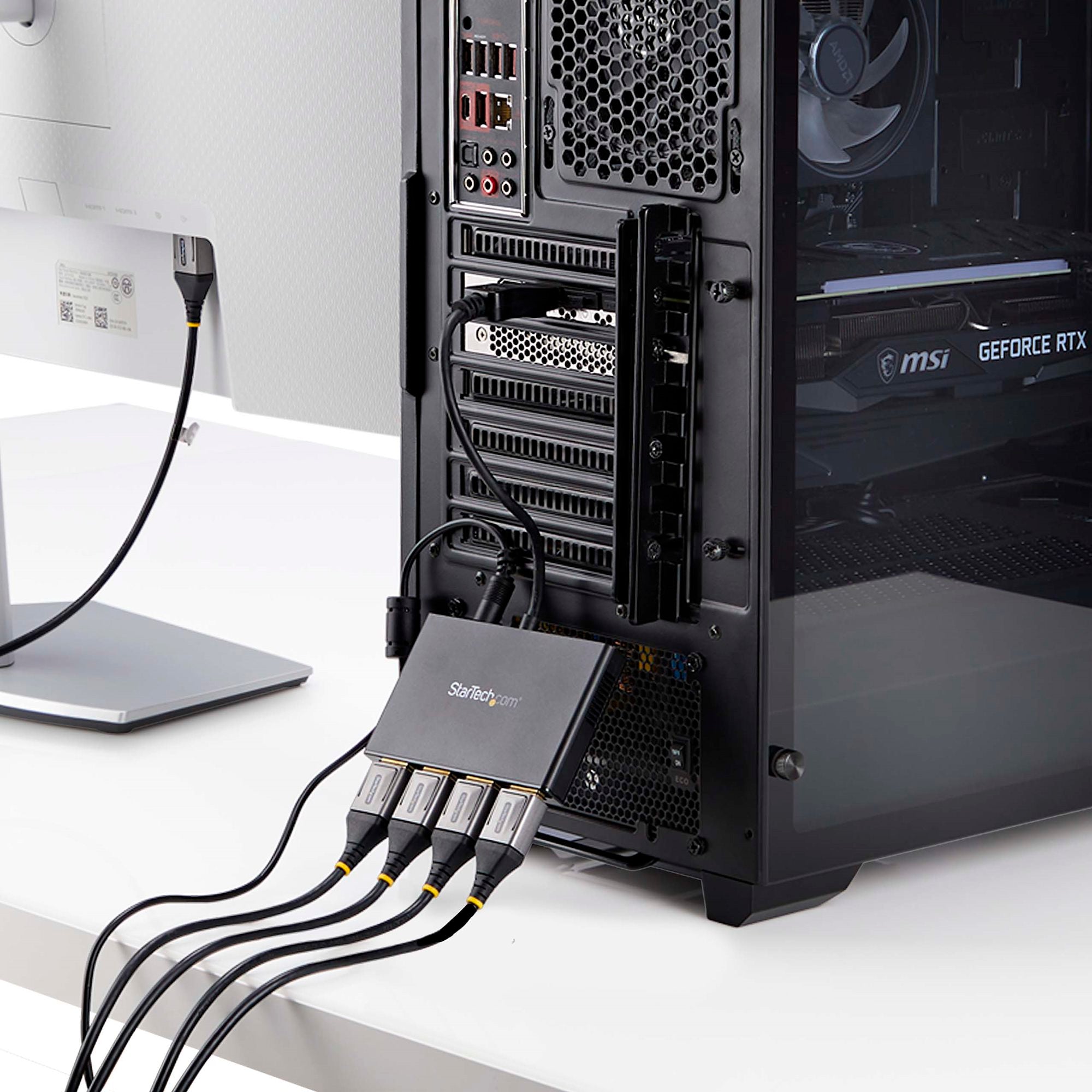 4-Port DisplayPort 1.2 Splitter, DisplayPort to 4x DP Multi-Monitor Adapter, Quad 1080p 60Hz Computer MST Hub - Windows Only, No Drivers 