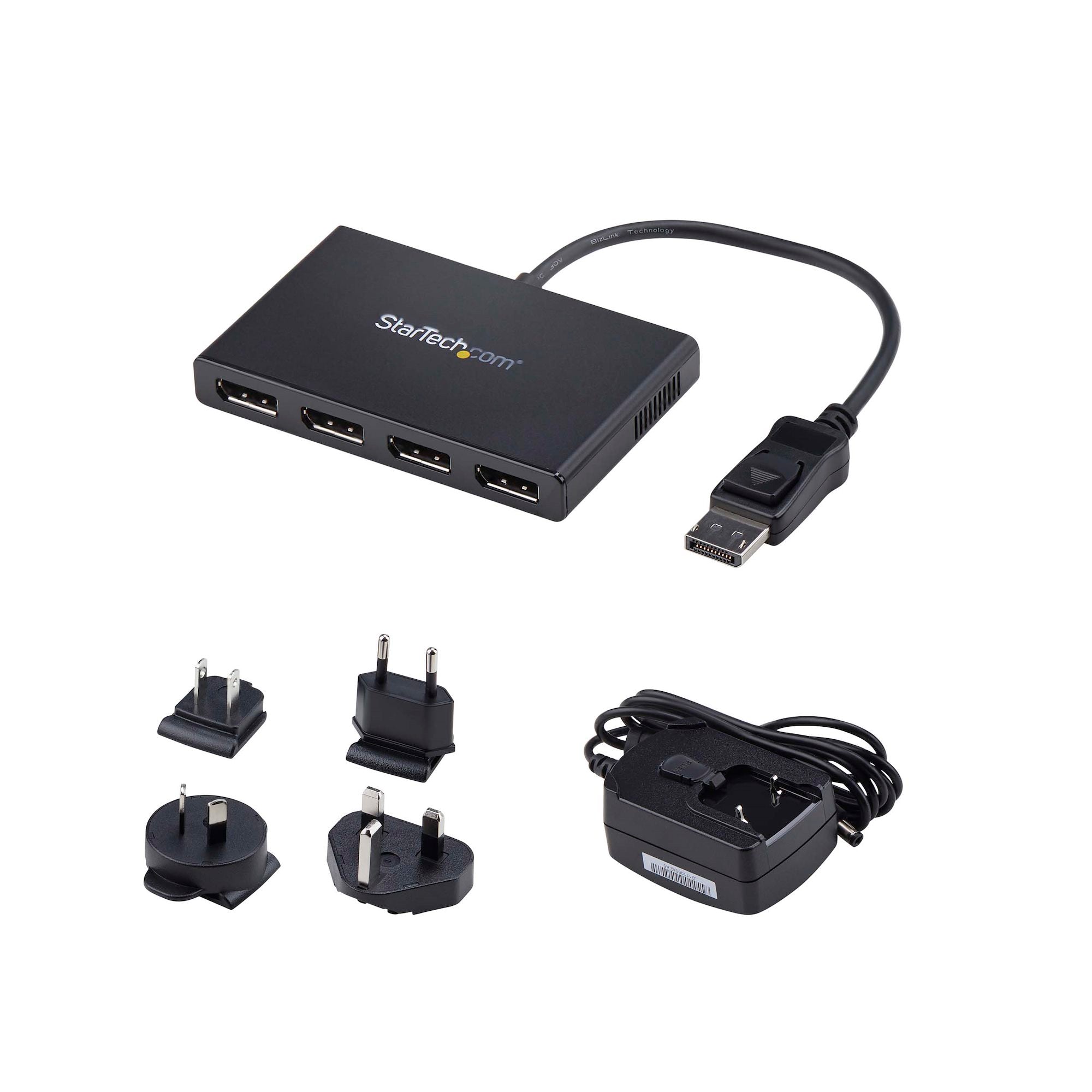 4-Port DisplayPort 1.2 Splitter, DisplayPort to 4x DP Multi-Monitor Adapter, Quad 1080p 60Hz Computer MST Hub - Windows Only, No Drivers 