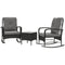 Outsunny 3 Pieces Rattan Bistro Set, Wicker Patio Furniture with Rocking Chairs, Thick Cushions for Porch Balcony, Grey