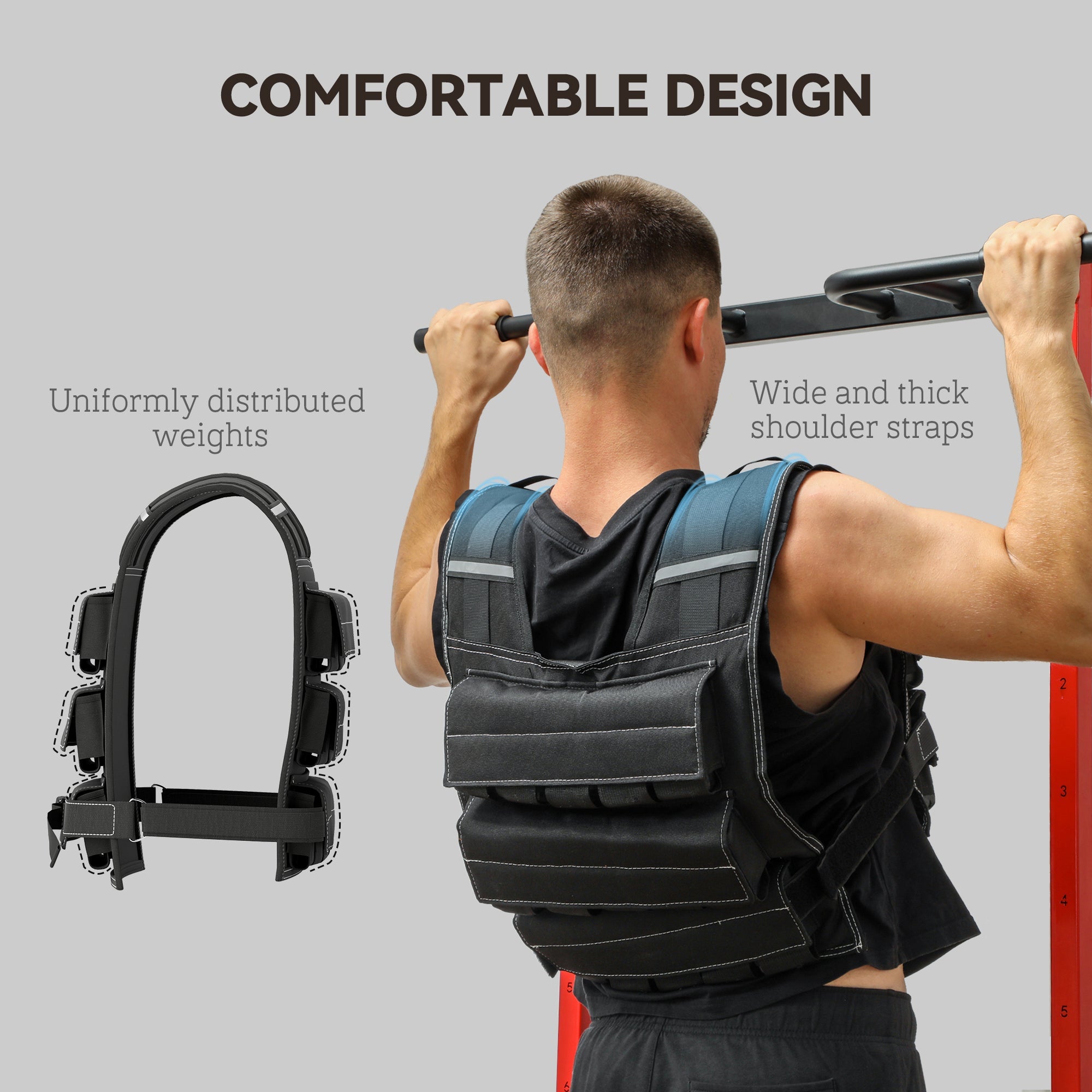Soozier 33LBS Adjustable Weighted Vest, Weight Vest with Reflective Strips, Snug Fit for Men Women Running Strength Training 