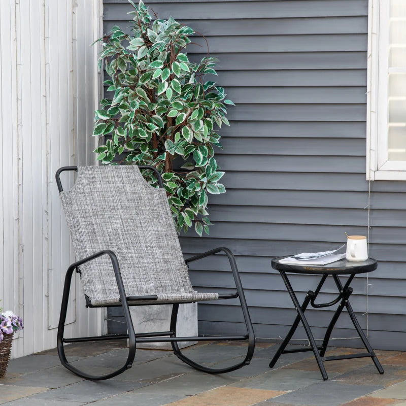 Garden Rocking Chair, Outdoor Indoor Texteline Rocker for Patio, Balcony, Porch, Grey