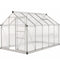 Outsunny 6' x 10' x 6.6' Polycarbonate Greenhouse, Walk-In Green House Kit Garden, Plants Grow, Galvanized Sheet Aluminum Frame with Rain Gutter, Vents and Sliding Door, Sliver