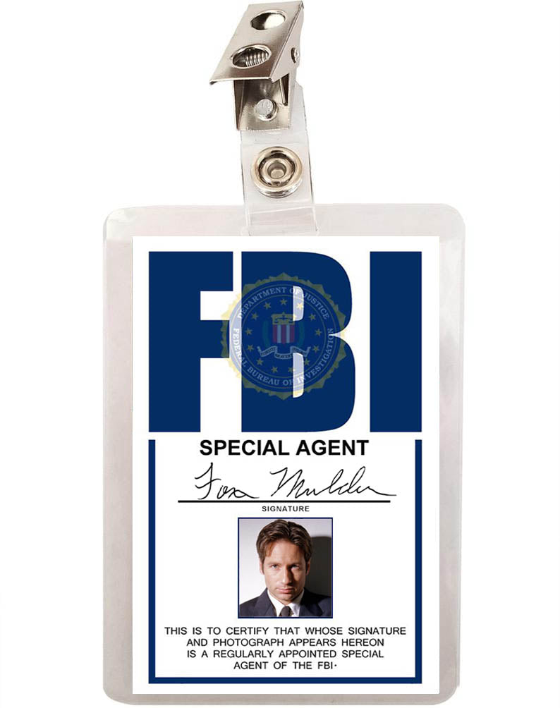X FILES Fox Mulder FBI Agent ID Badge 