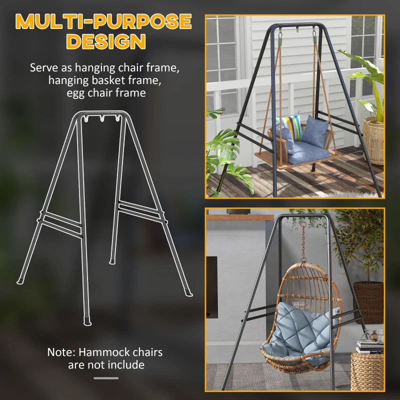 Hammock Chair Stand, Hanging Heavy Duty Metal Frame Hammock Stand for Hanging Hammock Air Porch Swing Chair, Egg Cahir, Indoor & Outdoor Use, 48.8" x 56.3" x 70.9" Black
